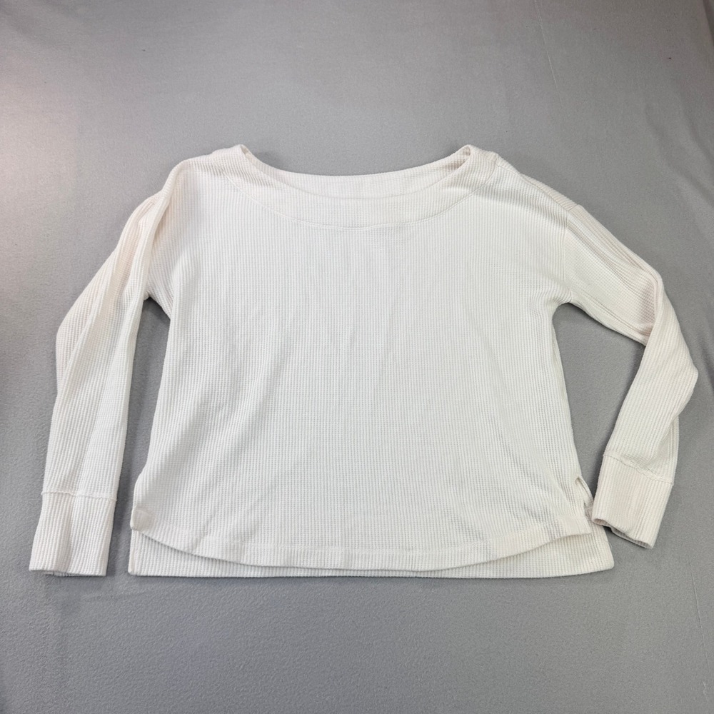 Daily Practice Anthropologie Waffle Knit Boat Neck Top Ivory Small soft